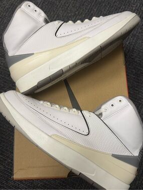 Jordan 2 Retro Cement Grey -  Men's White and Gray High-Top Sneakers